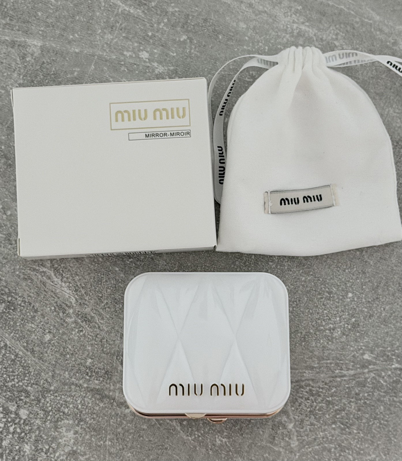 Miu Miu Parfums WHITE Mirror Double-Sided Dual Makeup Beauty Novelty GWP NIB