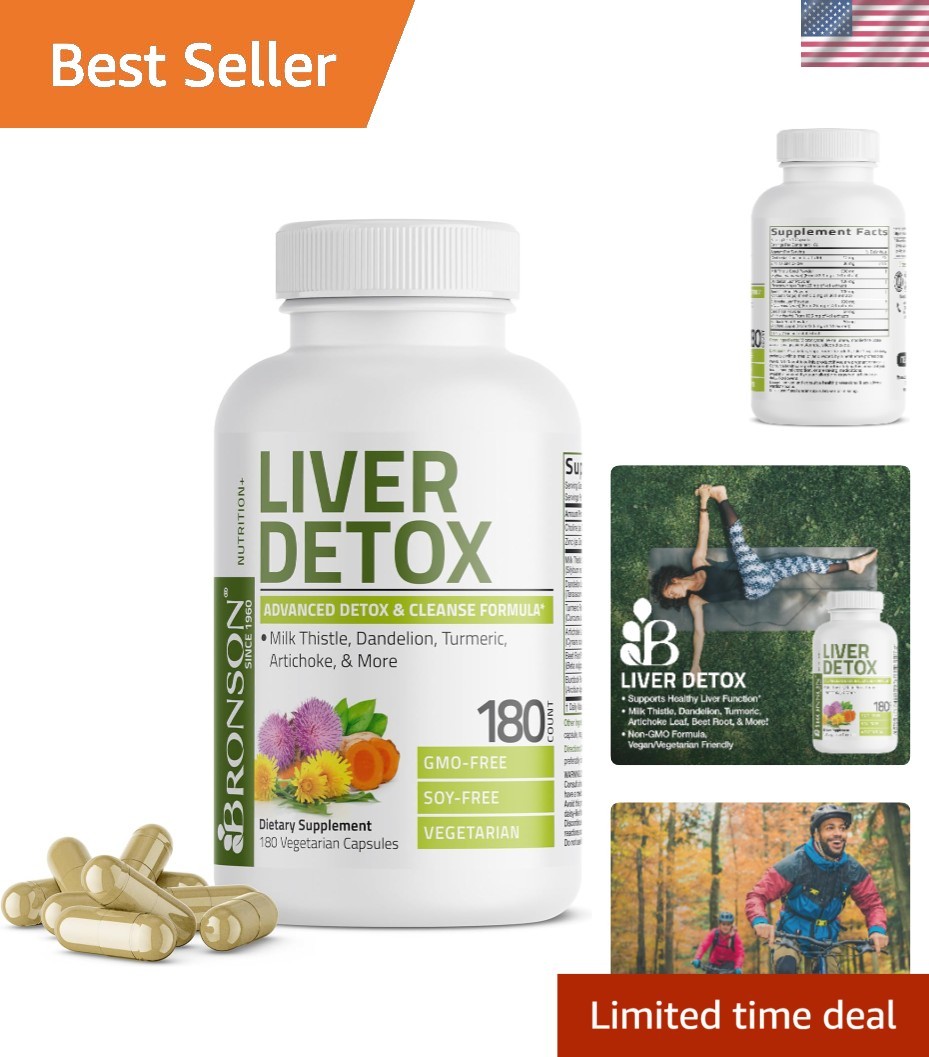 Advanced Liver Detox with Milk Thistle & Turmeric – 180 Non-GMO Capsules