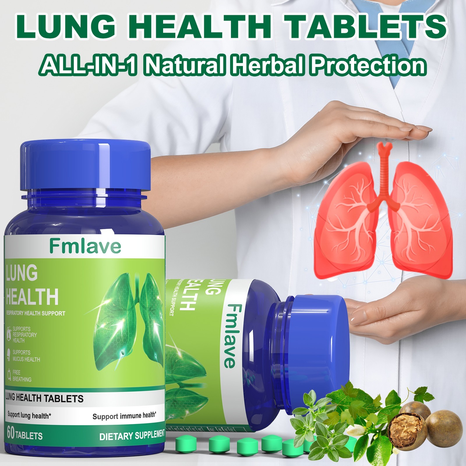 Lung Cleanse & Detox Support Clear Lungs a Healthy Lungs Supplement 60 Tablets