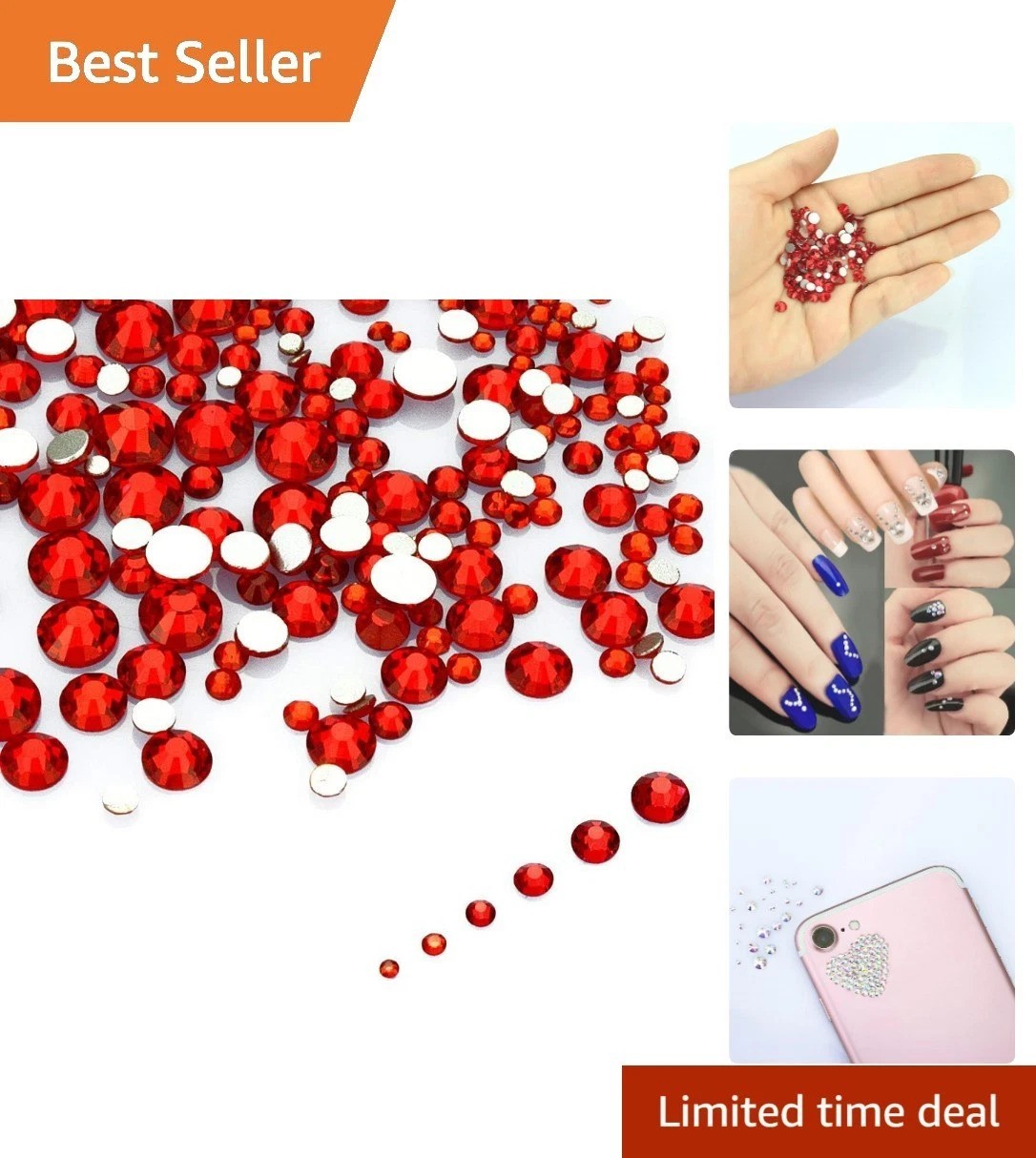 1200 Pcs Siam Red Flat Back Rhinestones – Perfect for All Craft Projects