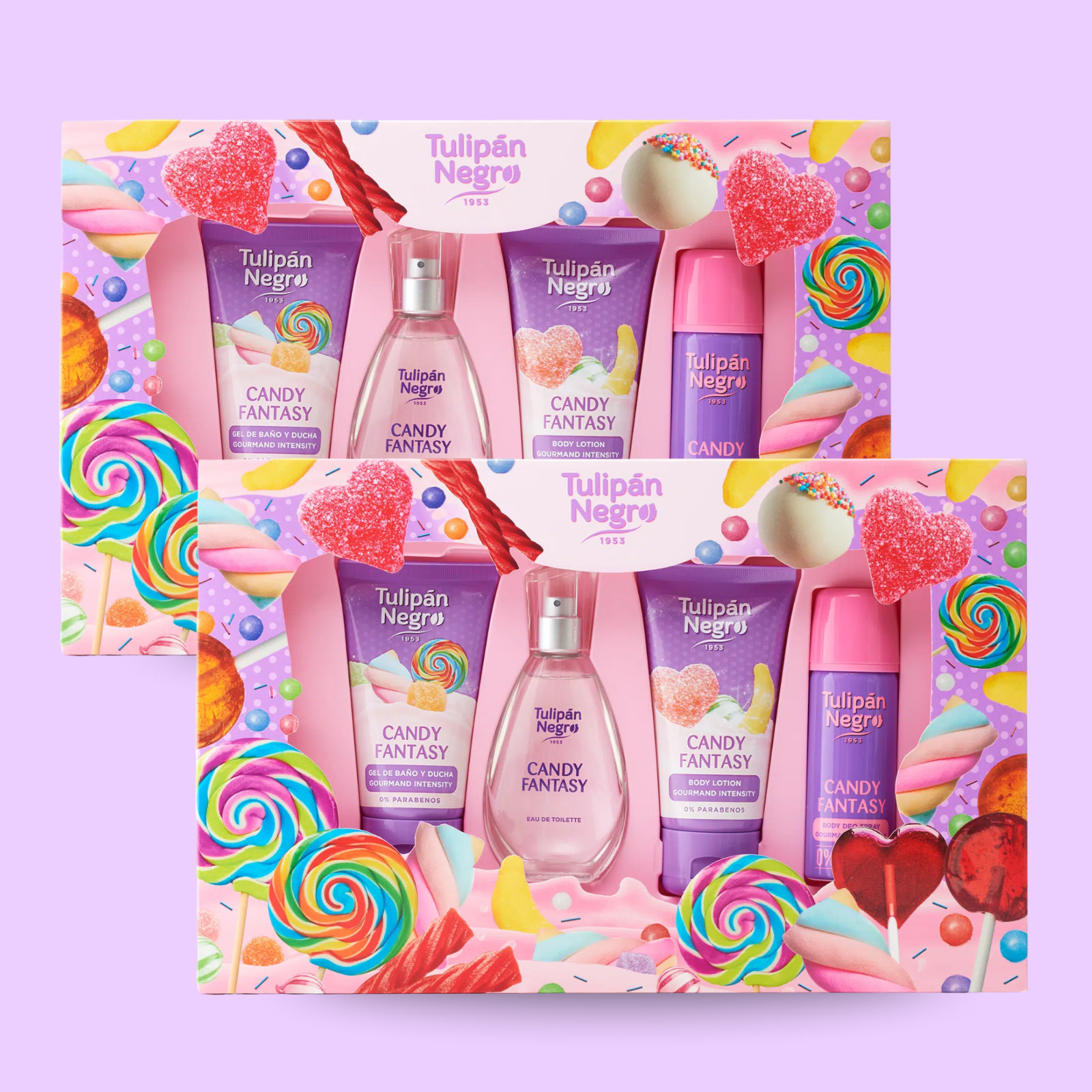 Tulipan Negro Candy Fantasy Gift Set –Shower Gel, Lotion, Cologne & Deo (2-Pack)