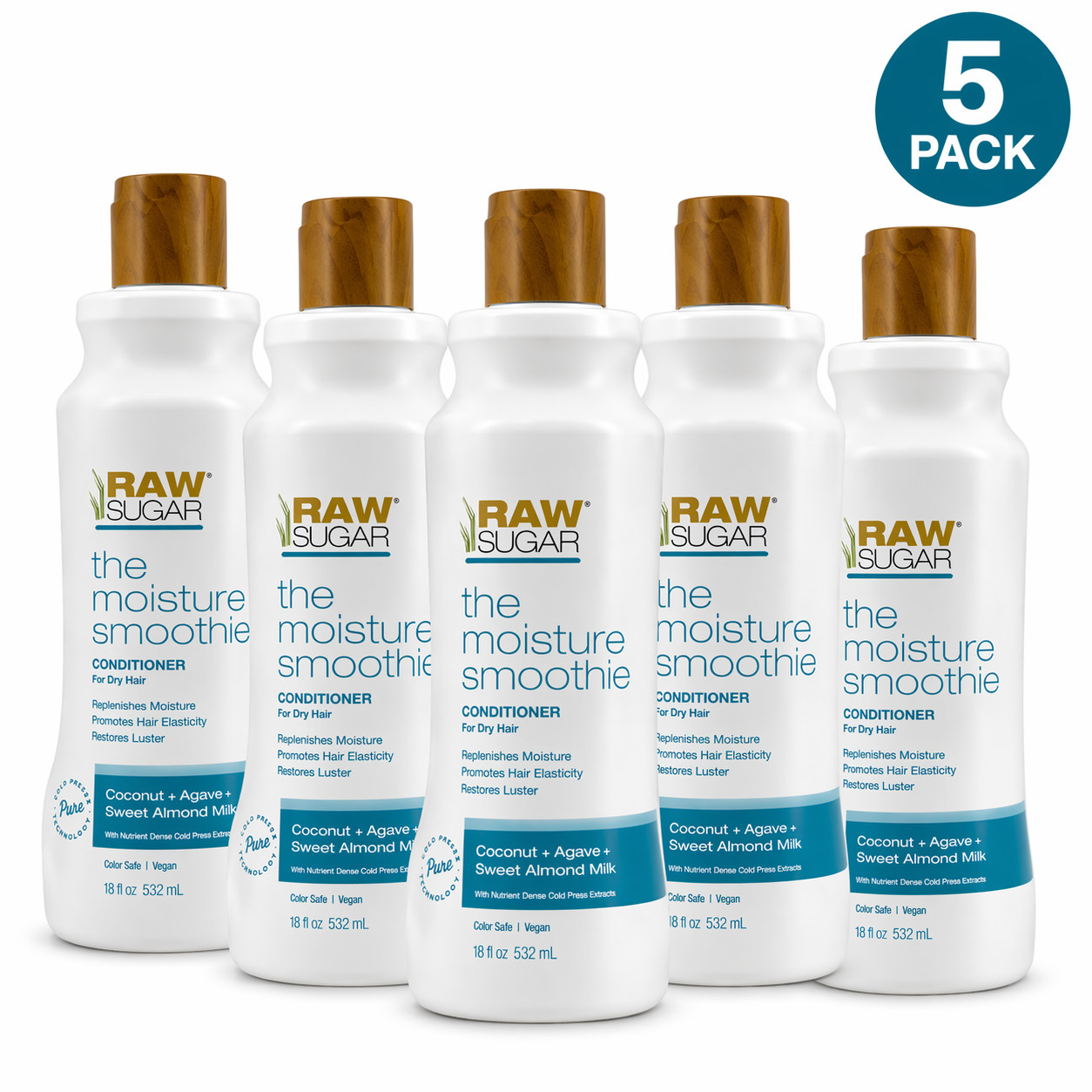 Raw Sugar The Moisture Smoothie Conditioner Coconut Agave Sweet Almond Milk 5 Pk