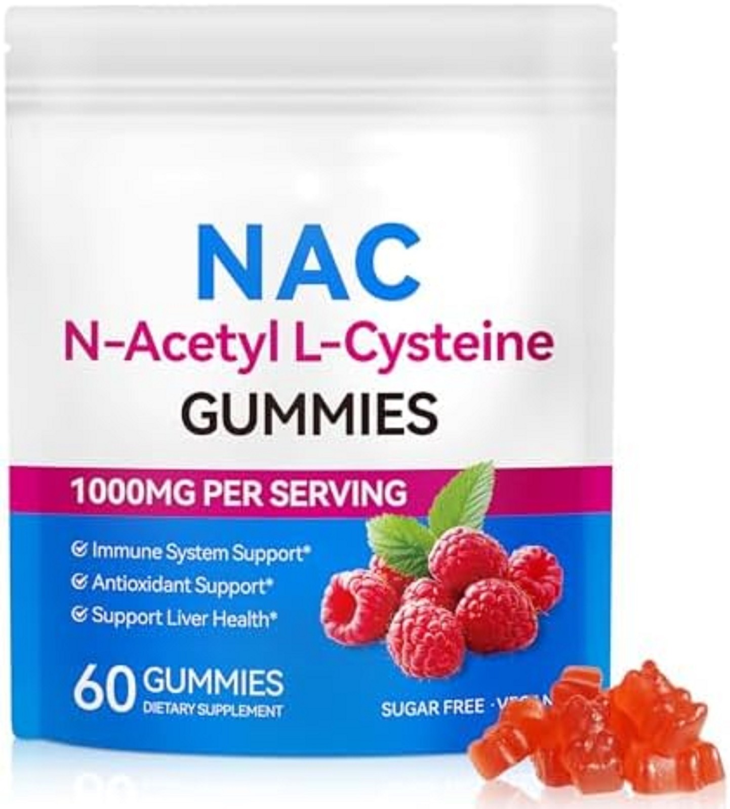 NAC Gummies for Adults & Kids 1000Mg – Chewable NAC Supplement N-Acetyl Cysteine