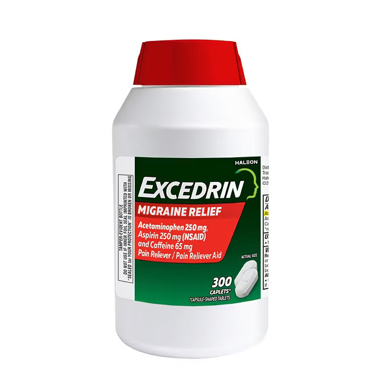 Excedrin Migraine Triple Action Caplets 300 ct Headache Pain Relief Fast 08/2027