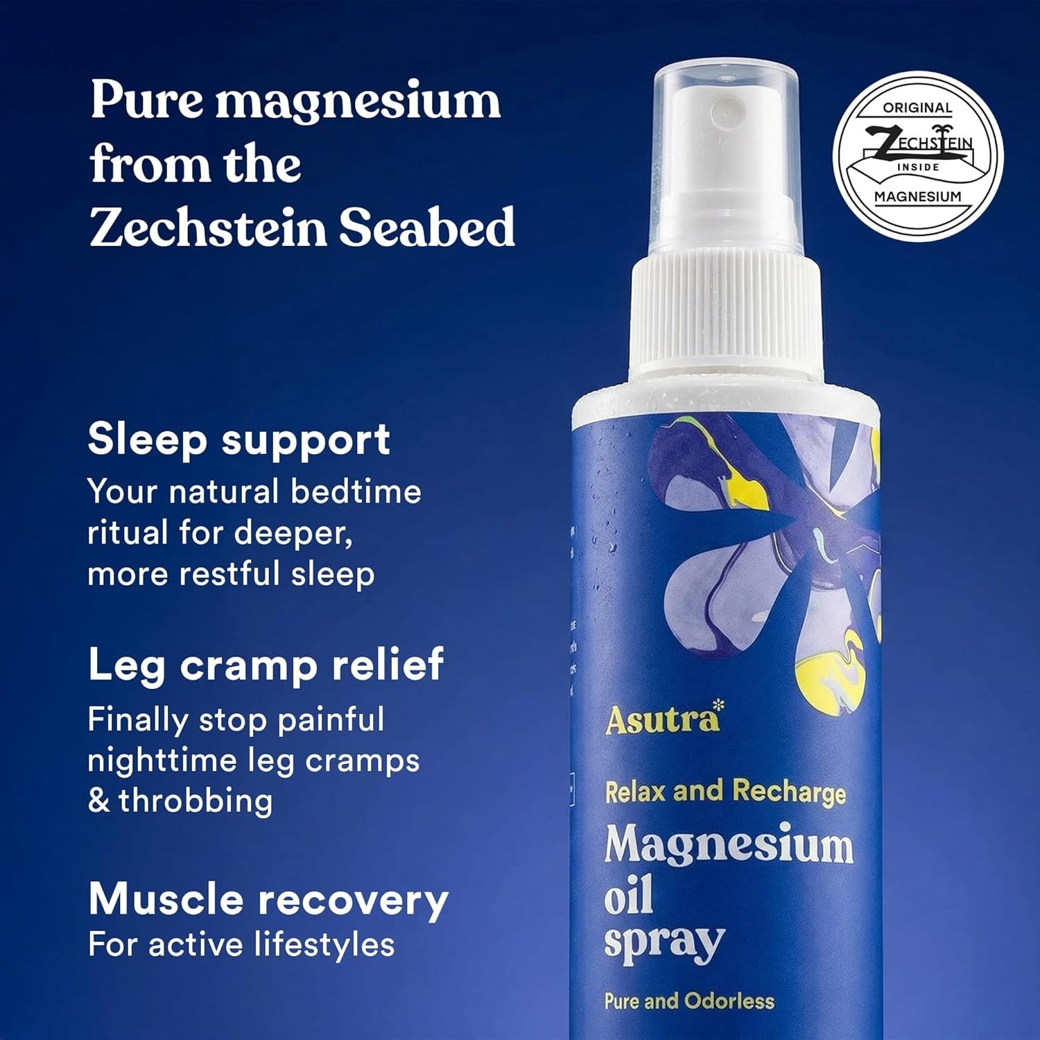 Asutra Spray Pain Away Capsaicin .025% Refreshing Magnesium Oil Sore Muscle 4 Oz
