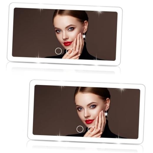 2PCS Car Sun Visor Vanity Mirror with 3 Light Modes & 80 LEDs, Frosted White