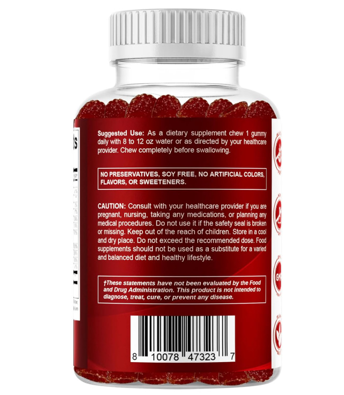Vitamin B Complex Gummies With Vit C Inositol Strawberry Energy Vegan 60 Count