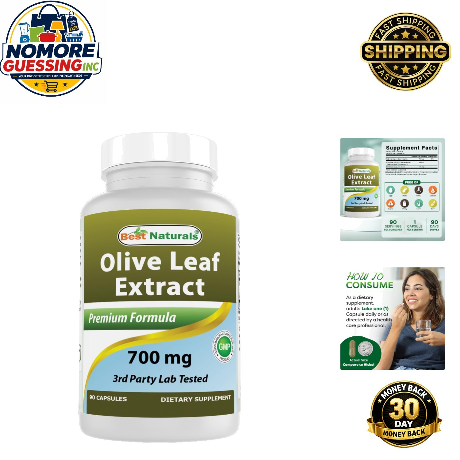 Olive Leaf Extract Capsules 700 Mg – 90 Count, GMP Certified, Made in USA