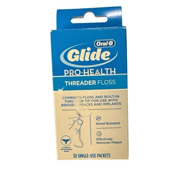 1 x Oral-B Glide Pro-Health Threader Floss 30 Single-Use Packets Original