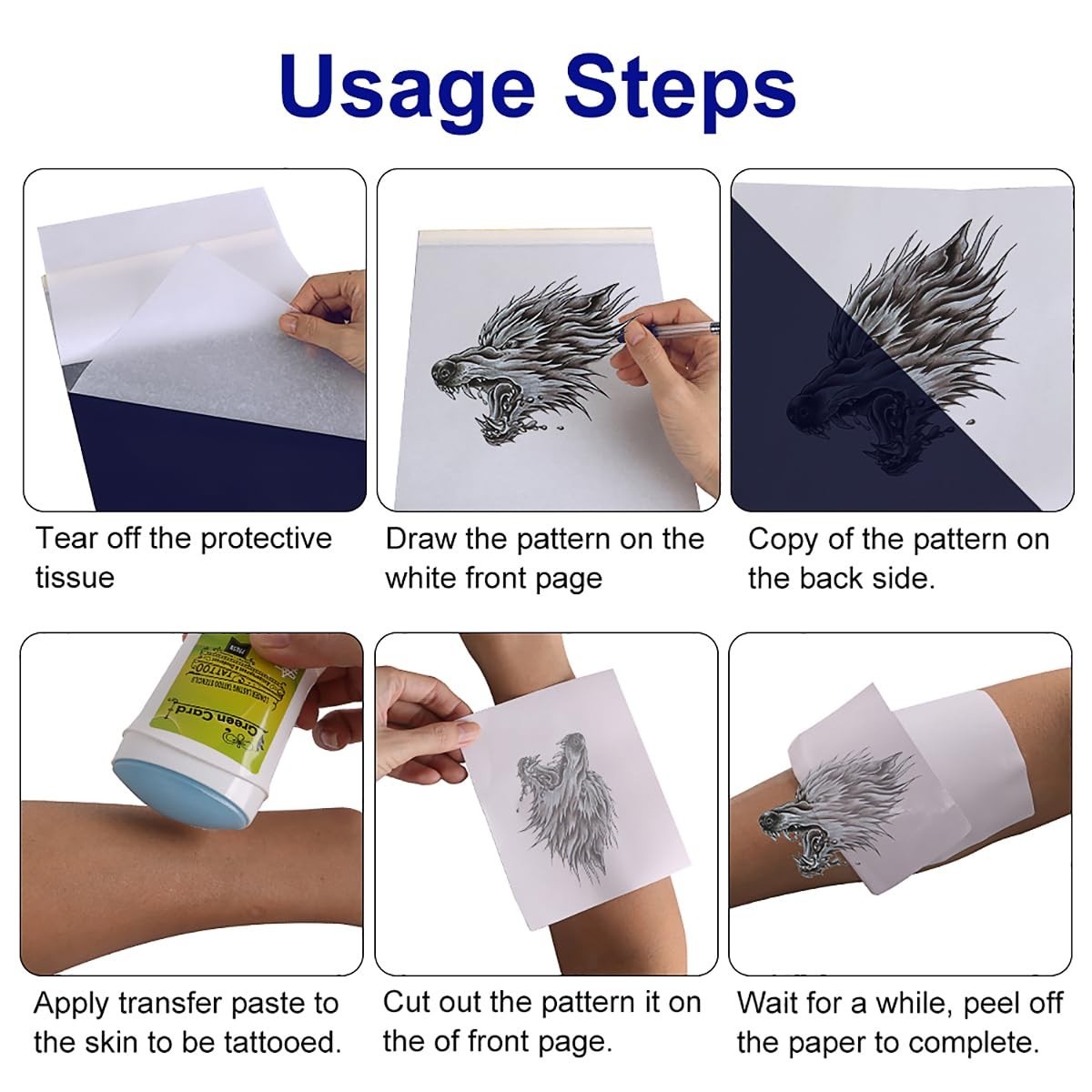 100 sheet Tattoo Transfer Paper Stencil Carbon Thermal Tracing Hectograph