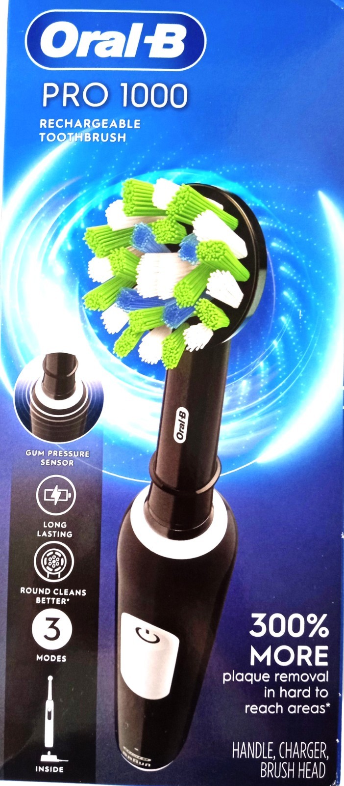 Oral-B Pro 1000 CrossAction Rechargeable Electric Toothbrush , Black.