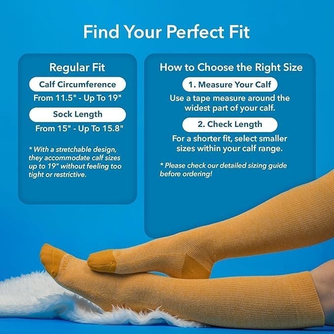 Odor-Blocking Knee High Compression Socks for Men & Women, Soft Bamboo Viscose