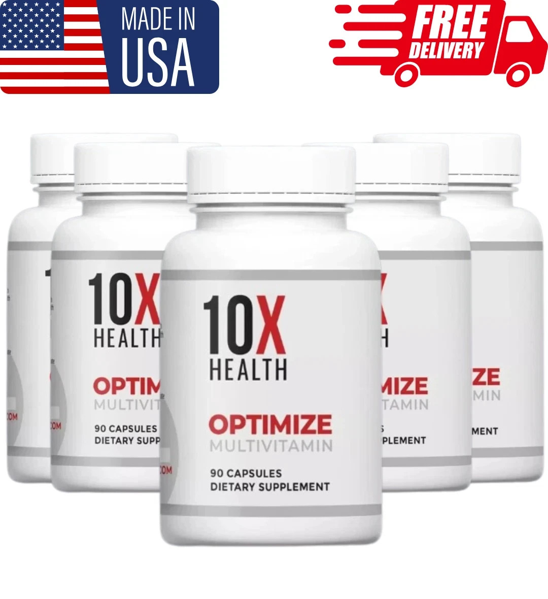 pack of 5 AUTHENTIC 10X Health Optimize Methylated Multivitamin 90 Caps