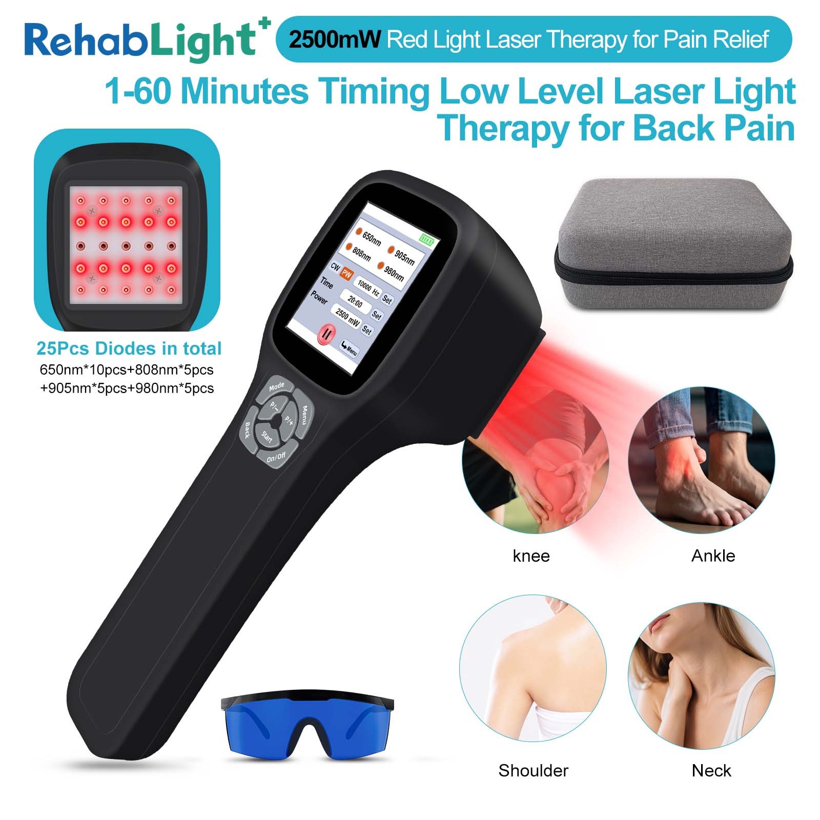 2500mW Cold Laser Therapy to Soothe Muscle Tension Discomfort Portable Wellness