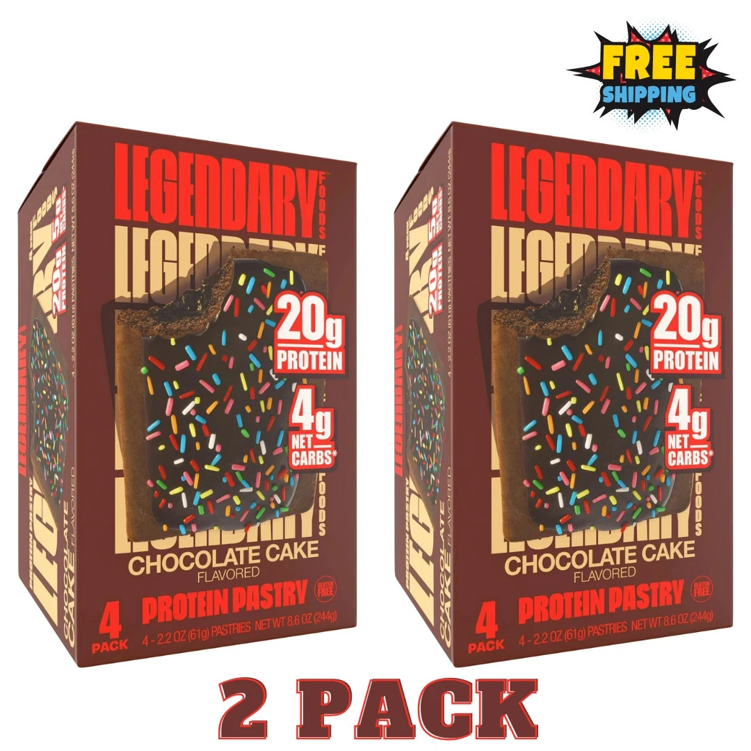 2 x 4-Pack Legendary Foods Chocolate Cake Tasty Pastry | 20g Of Protein