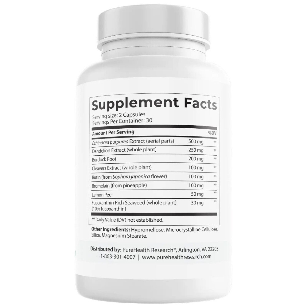 Lymph System Support Supplement with Extract Echinacea Purpurea Dandelion,Detox