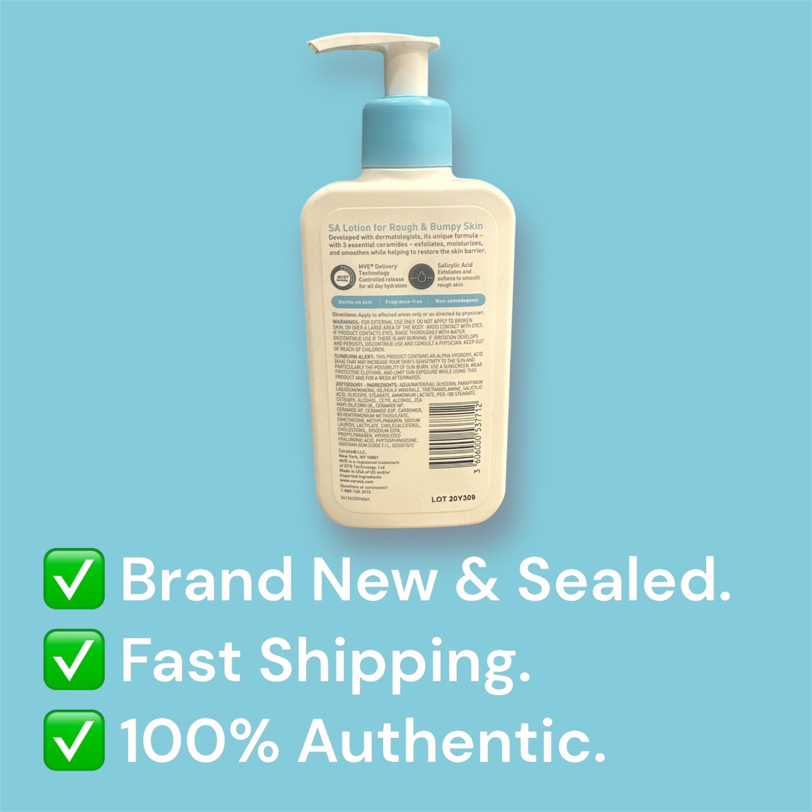 CeraVe SA LOTION for Rough & Bumpy Skin-With 3 Essential Ceramides. 8.Oz NEW!!!