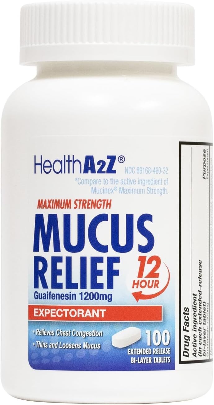 Mucus Relief | Guaifenesin 1200 Mg | NO Benzene |100 Tablets | Maximum Strengt