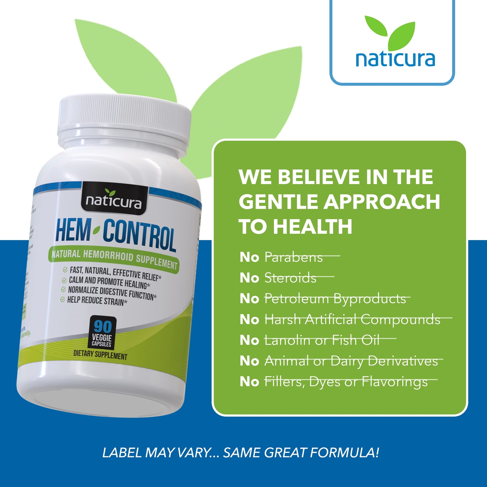 Naticura Hem-Control – Fast Effective Hemorrhoid Treatment Supplement – Power