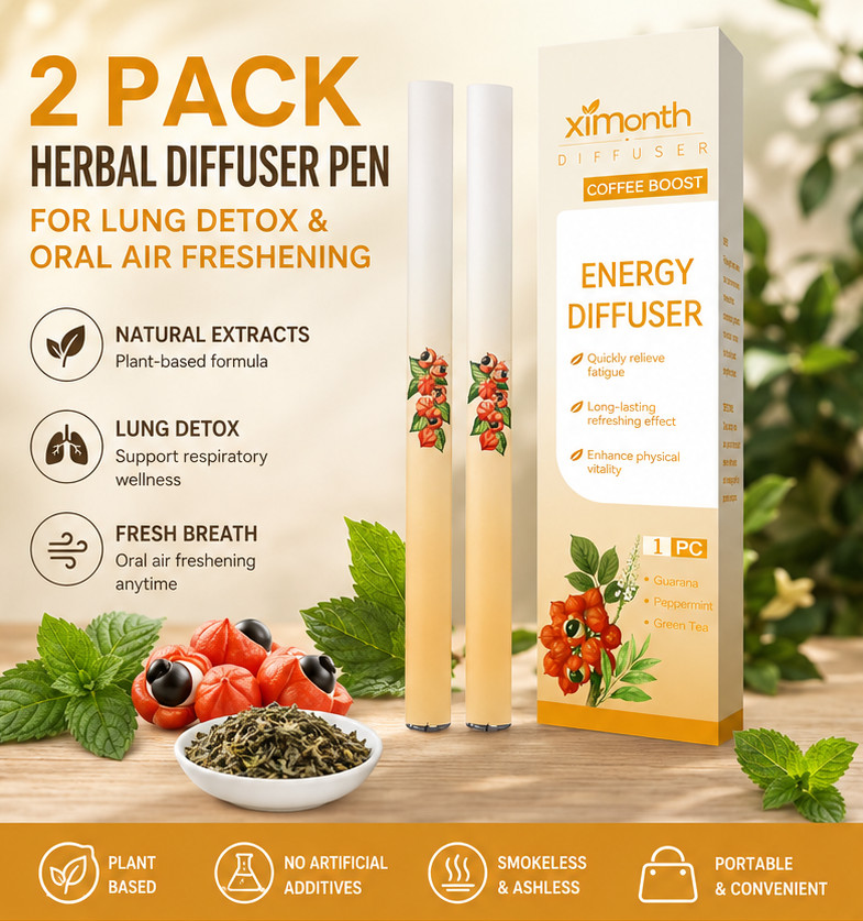 2 Pack Ximonth Herbal Diffuser Pen, Lung Detox & Oral Air Freshener