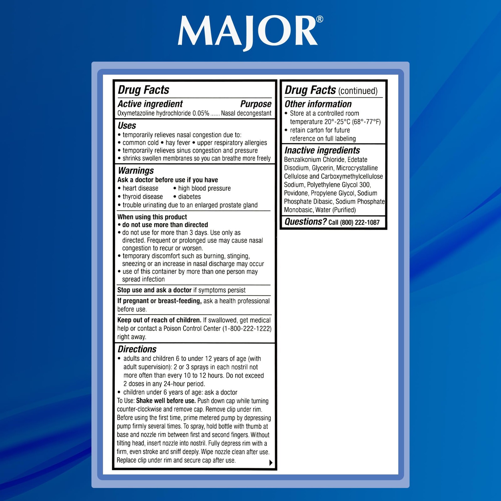 MAJOR Maximum Strength Nasal Decongestant 1 Fl Oz (Pack of 12), Colorless