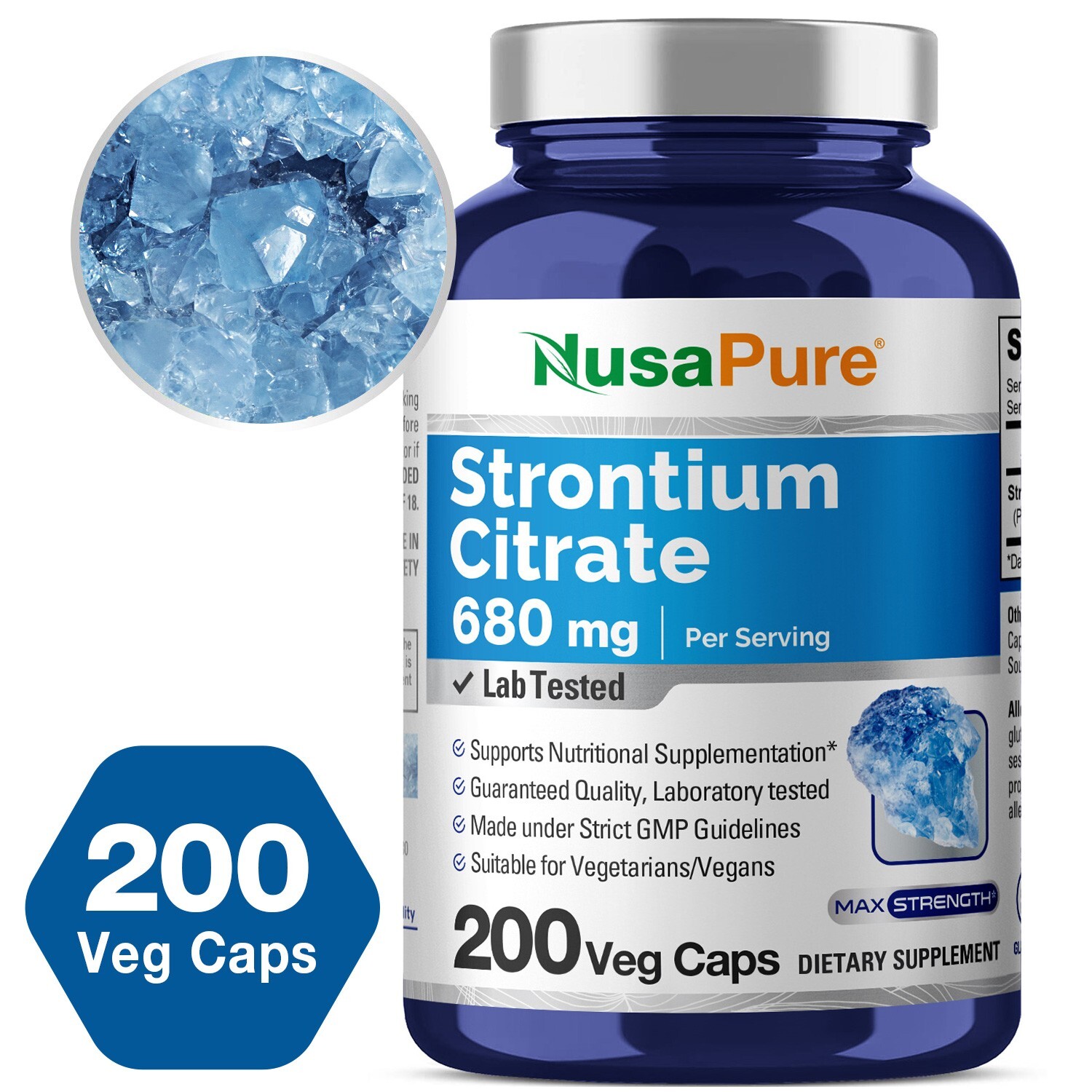 Strontium 680 mg 200 Vegetarian Caps (Non-GMO)