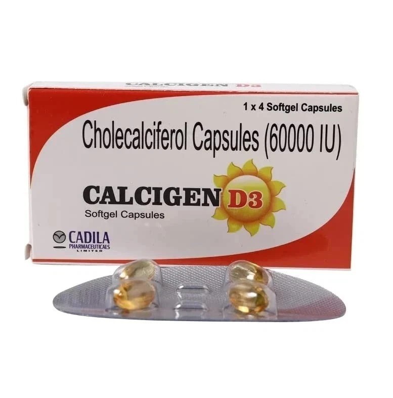 CADILA (Vitamin D3-Cholecalciferol) 60000 IU (Pack of 5 x 4 Capsules)Once a Week