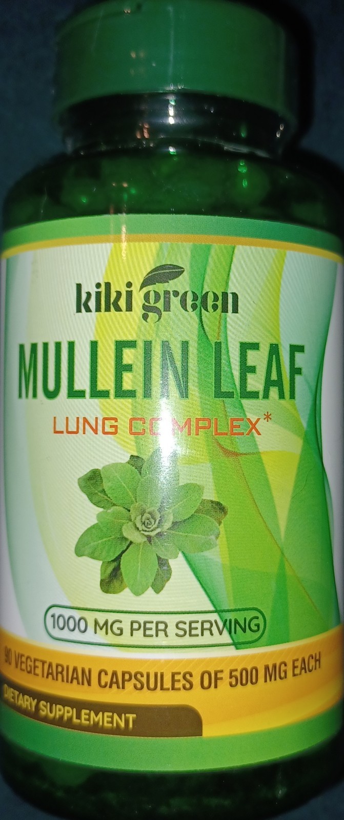 KIKI Green Mullein Leaf Extract Capsules Vegan Herbal Supplement Lung Cleanse 90
