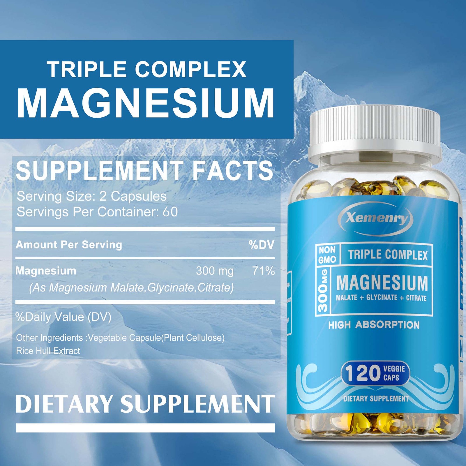 Triple Magnesium Complex – Magnesium Malate, Glycinate, Citrate – Muscle Health