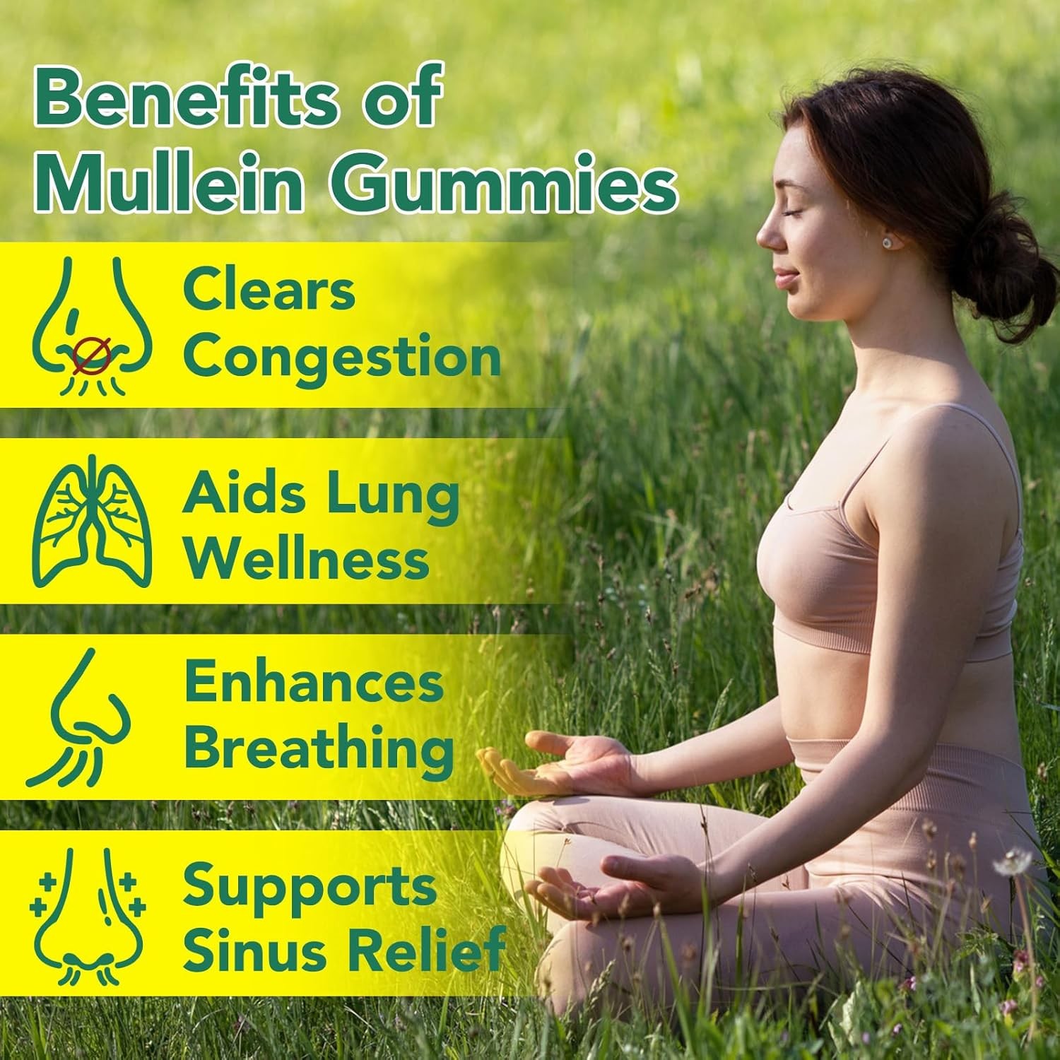 Organic Mullein Leaf Gummies – 60 Count, 2000mg for Lung Support