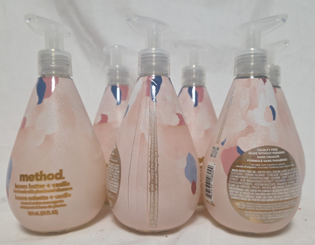 (6 Ct) Method Brown Butter & Vanilla Plant Based Hand Wash 12 Oz Pump Bottles