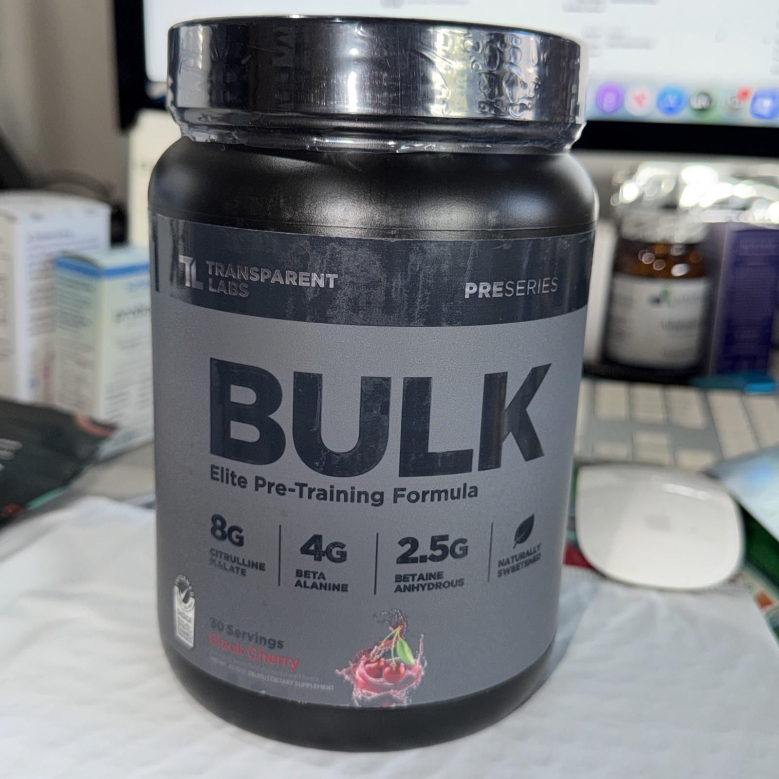 Transparent Labs Bulk Black Pre Workout Sugar Free Preworkout Black Cherry..