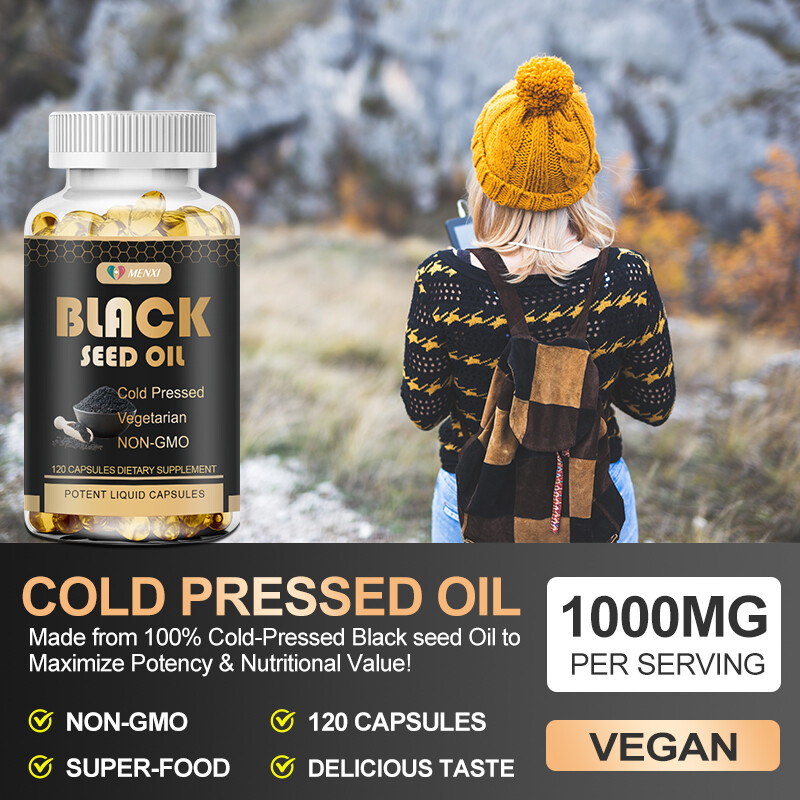 2PC 1000mg Black Seed Oil,Premium Cold Pressed,Non-GMO,Vegan,Premium Black Seed