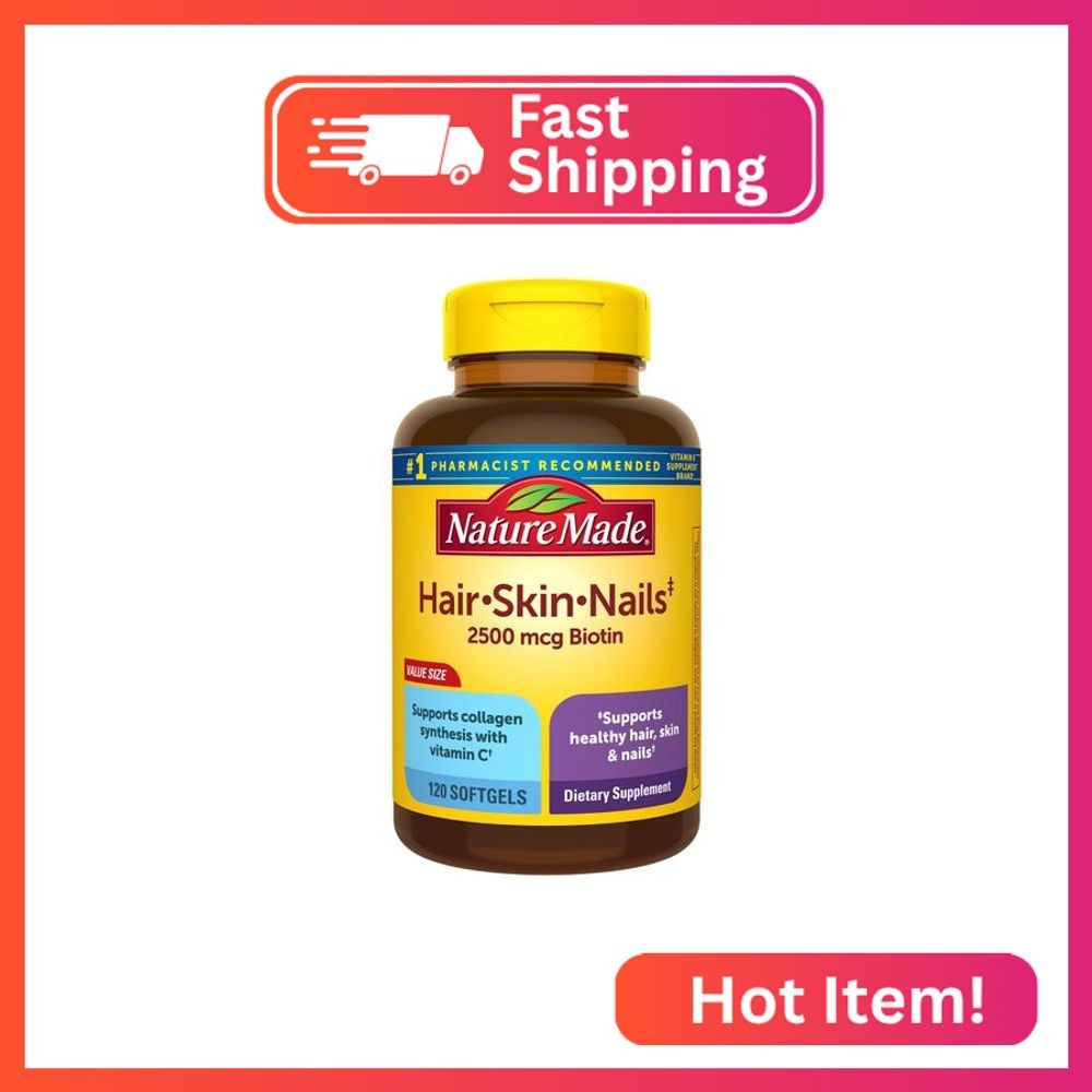 Nature Made Hair Skin and Nails with Biotin 2500 mcg, Dietary Supplement For Hea