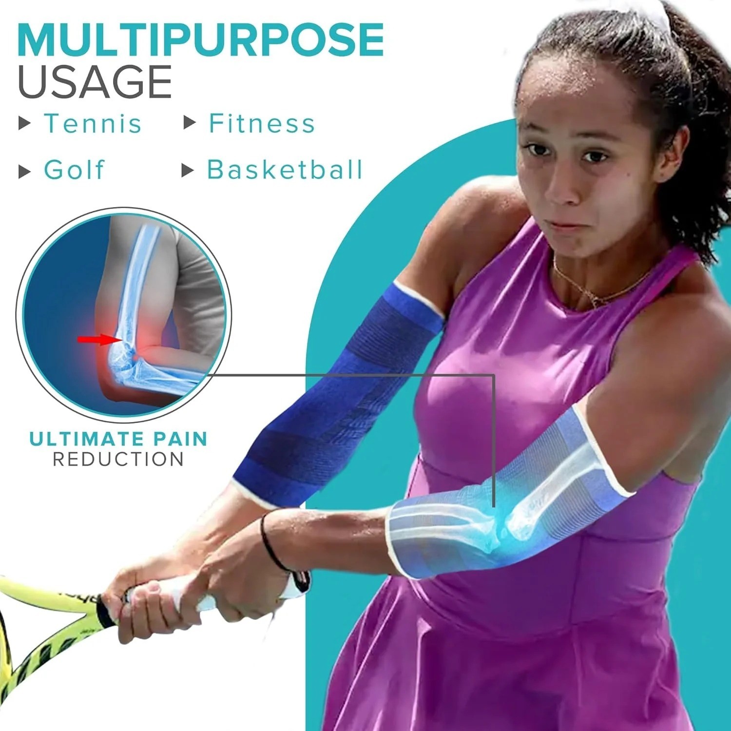 Elbow Compression Sleeve Support Brace for Sports Gym Tennis Golf Workout