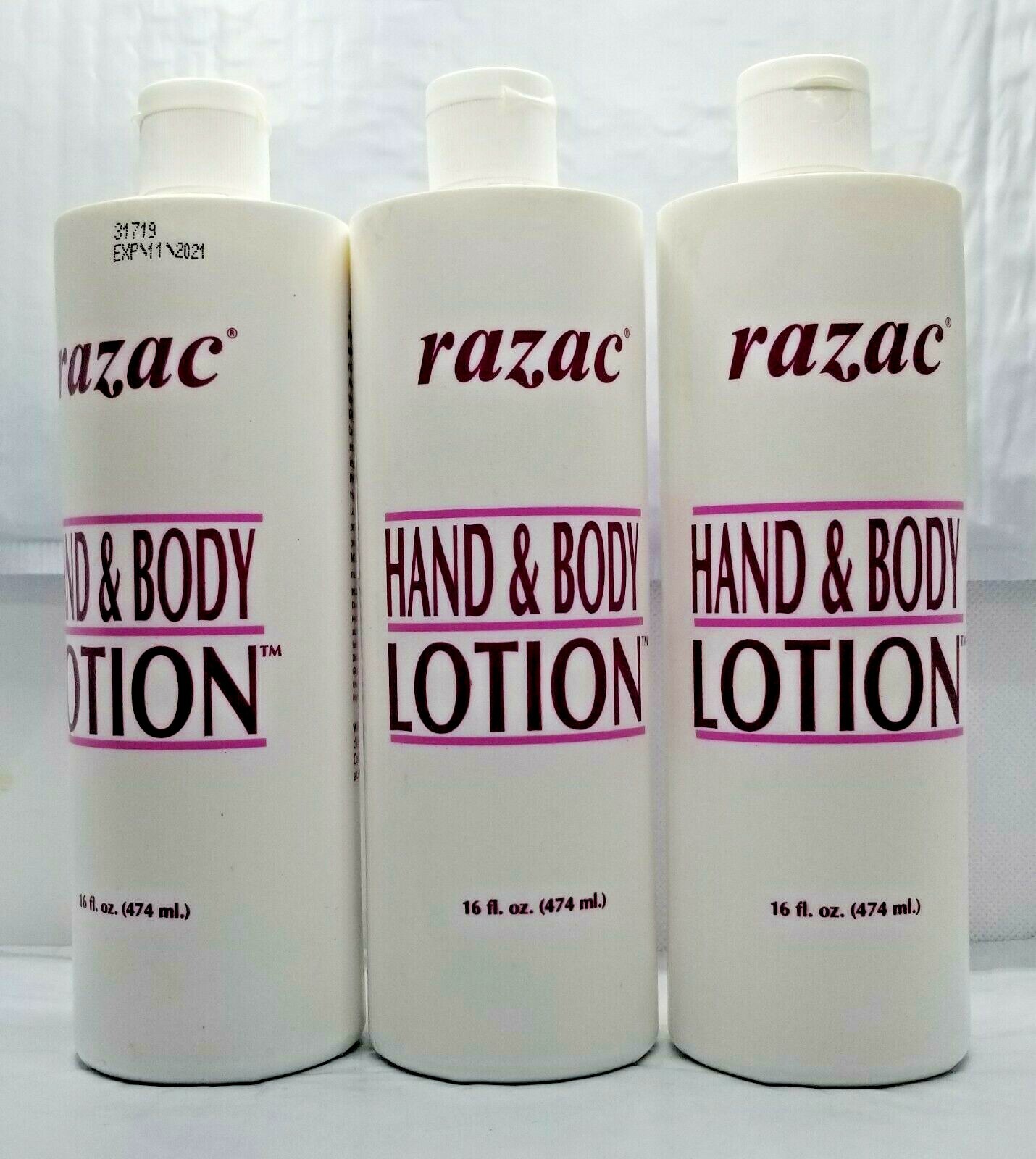 PACK OF 3-RAZAC Hand & Body Lotion -16oz EACH