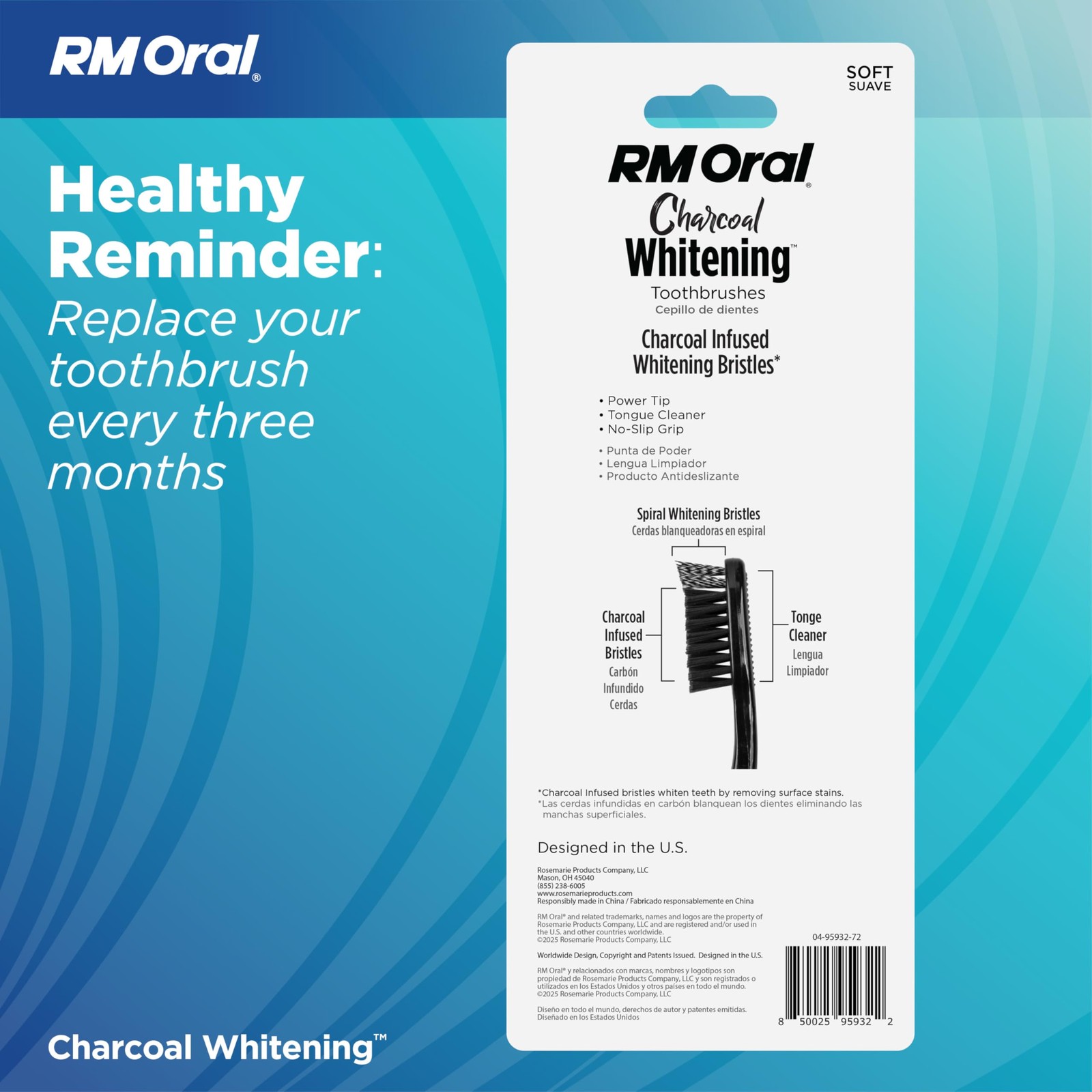 Charcoal Whitening Toothbrushes, Charcoal-Infused Soft Bristles, Helps Whiten…