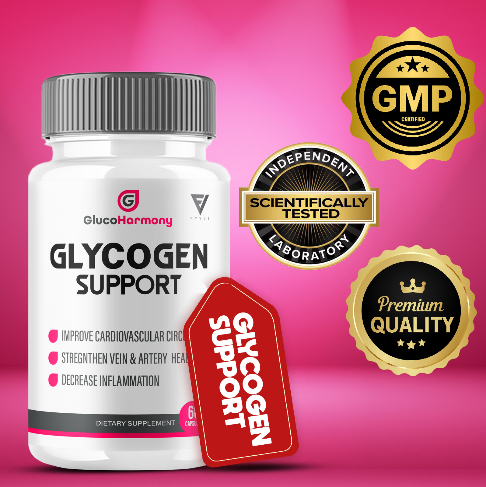 (5 Pack) Gluco Harmony Glycogen Support Capsules GlucoHarmony (300 Capsules)