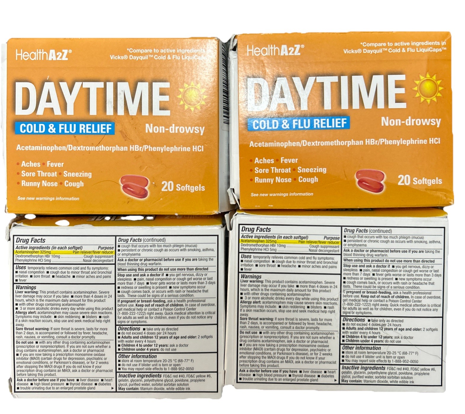 Daytime Cold/Flu Relief Non-Drowsy 20 Softgels Lot Of 4