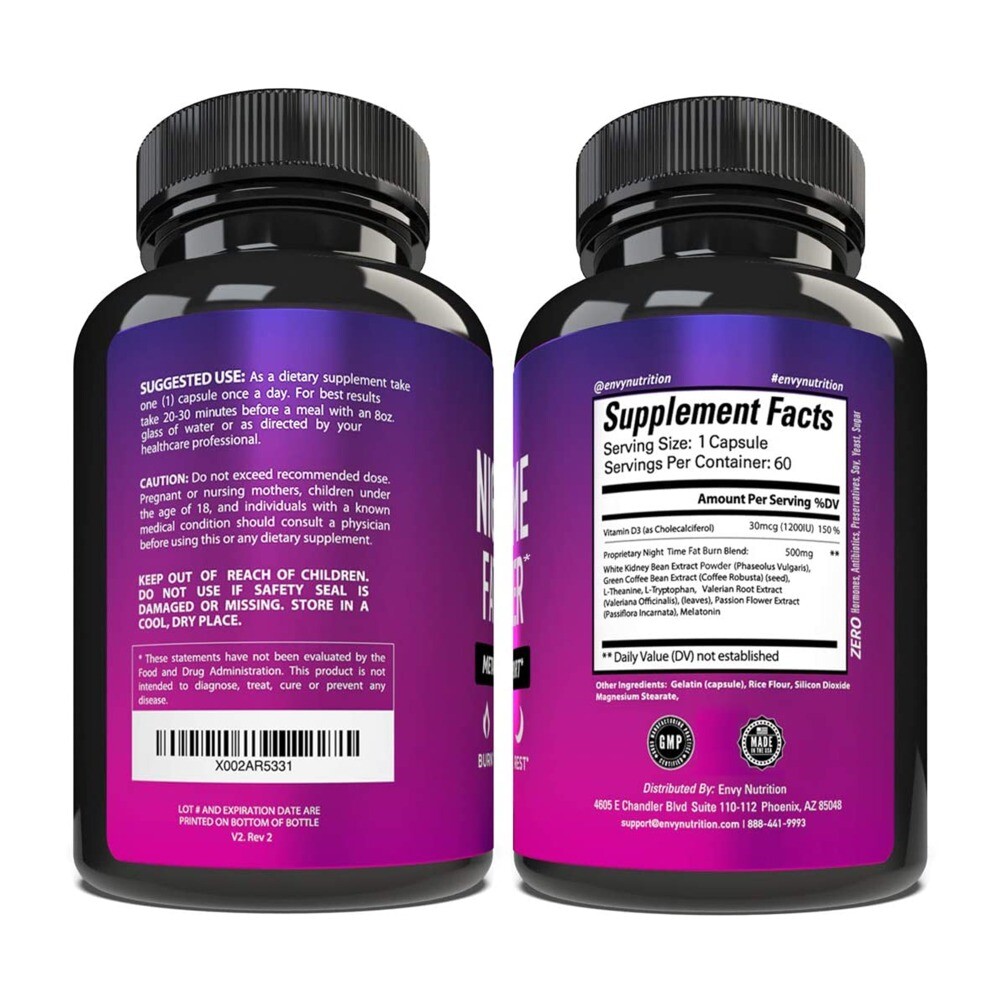 Night Time Fat Burner – Metabolism Support, Appetite Suppressant 60 Capsules