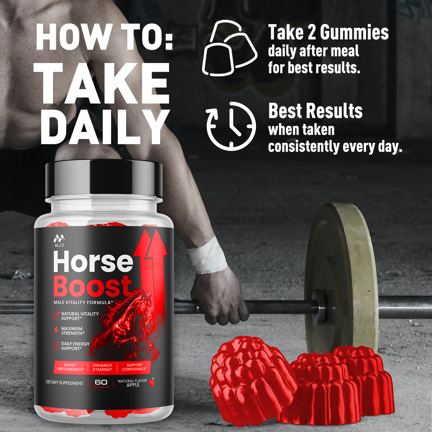 (2 Pack) Horse Boost Gummys Advanced Male Health Support HorseBoost 120 Gummies