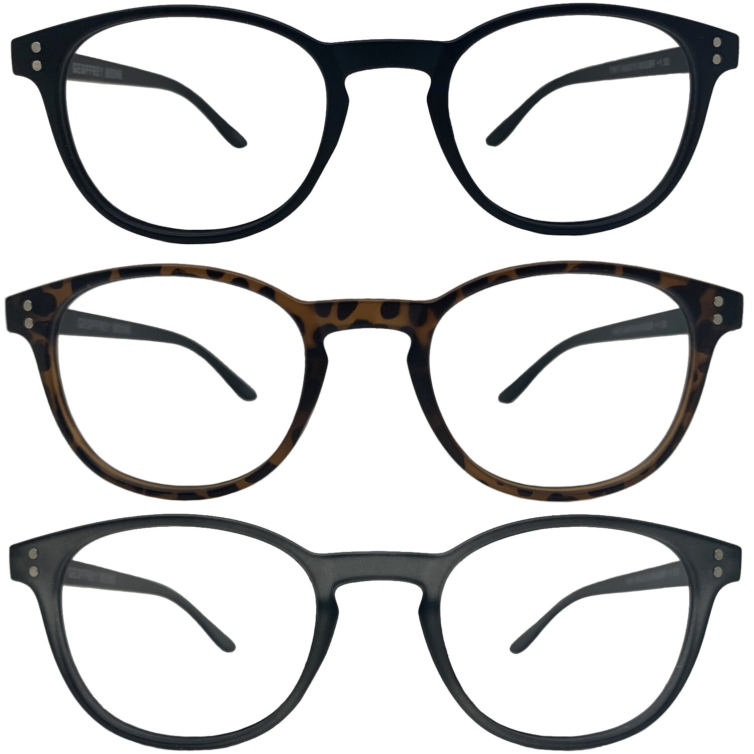 Geoffrey Beene Reading Glasses 3 Pack Reader | Unisex Men Women +1.50