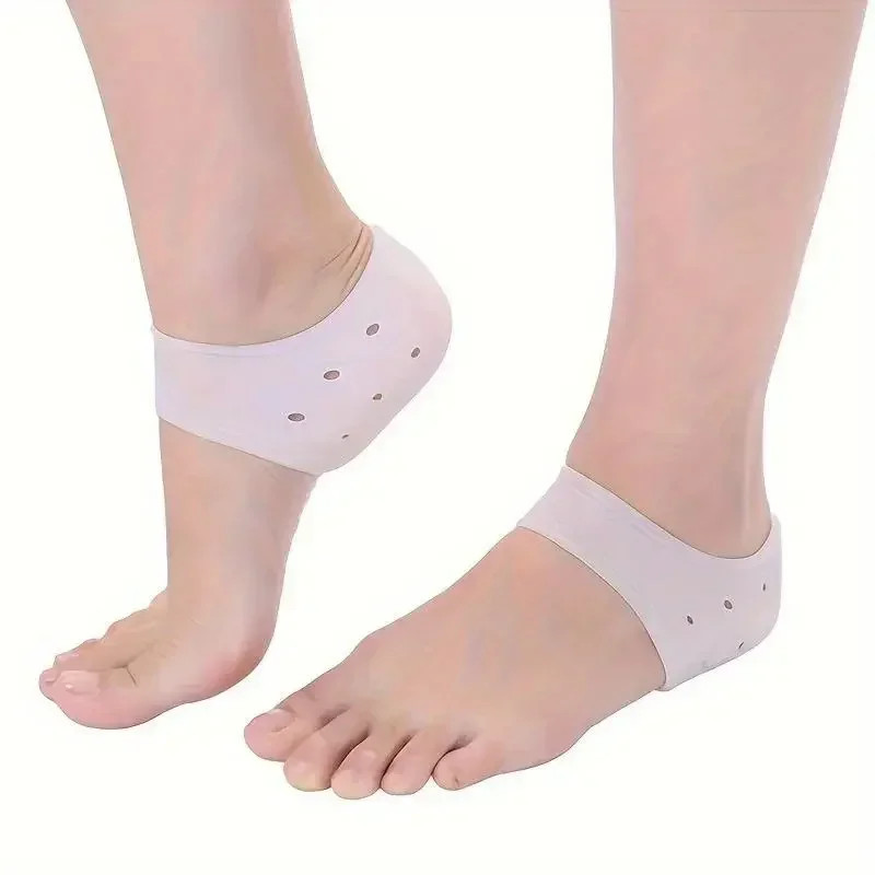 1 Pair Silicone Rubber Gel Socks Anti Cracking Liner Heel Socks Elastic Silicon