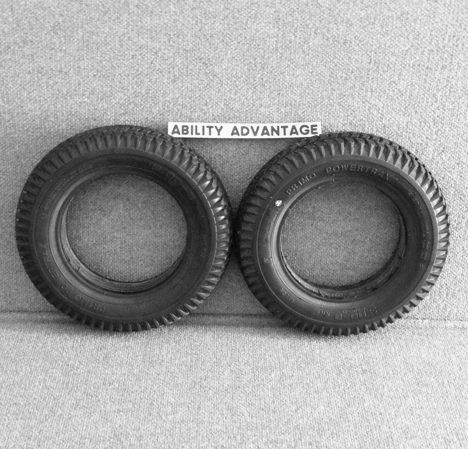 2 NEW Primo Power Trax 3.00-8 14”x3” Foam Fill DRIVE TIRES, Permobil F3,F5,M3,M5