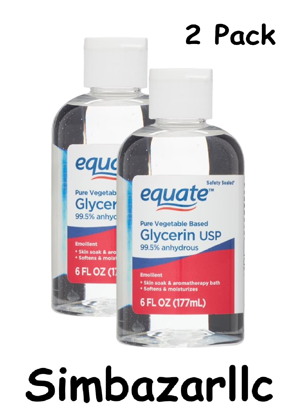 EQUATE PURE VEGETABLE BASED GLYCERIN USP 99.5% ANHYDROUS 6.oz , 2 Pack
