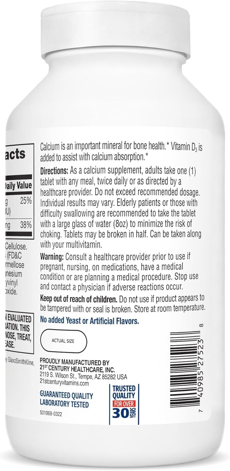Calcium 500mg + D3 Tablets — Bone Strength Support