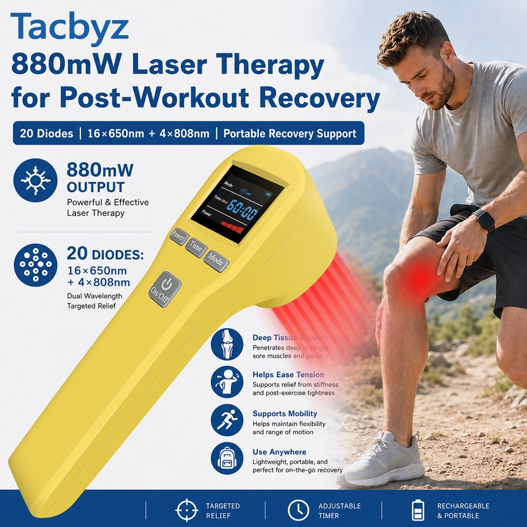 880mW Red Light Laser Therapy Device 16x650nm+4x808nm for Osteoarthritis of Knee