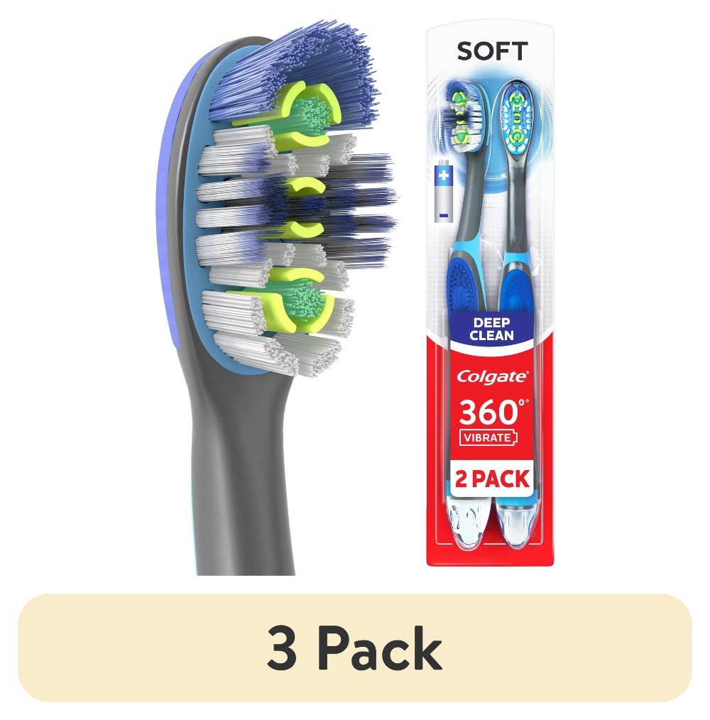360 Vibrate Deep Clean Battery Powered Electric Toothbrush with Soft Bristles