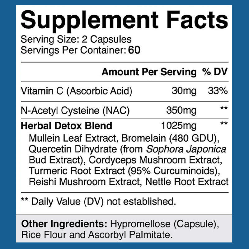 Mullein Leaf Capsules for Lung Cleansing & Detox, Herbal Dietary Supplement