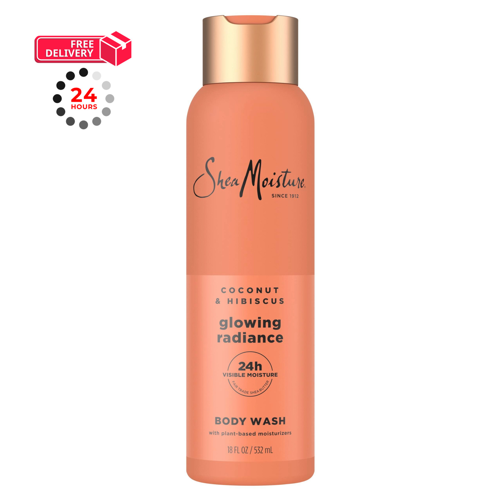 SheaMoisture Coconut Hibiscus Body Wash Glowing 18 Fl Oz (Pack of 1), White